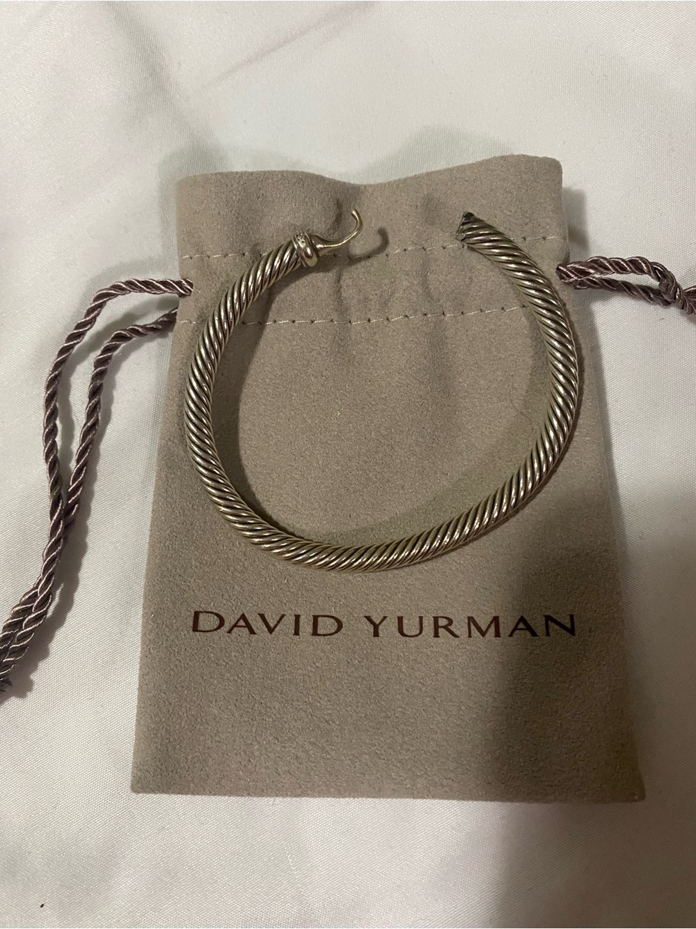 David Yurman Twisted Cable Cuff Bracelet - Silver and Gold